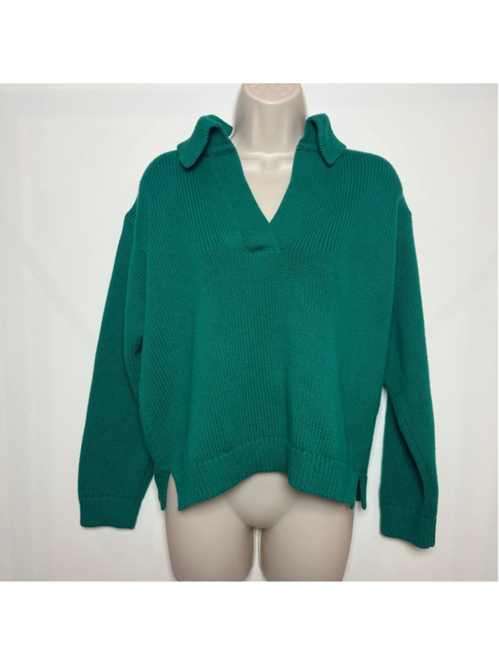 Collared Sweater Knit Cottagecore Minimalist Office Banana Republic Small Green